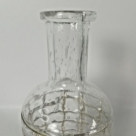 VINTAGE Bubble Glass Wire Basket Metal Cage Bottle Hand Blower Art Glass 8.25 in - Picture 3 of 9